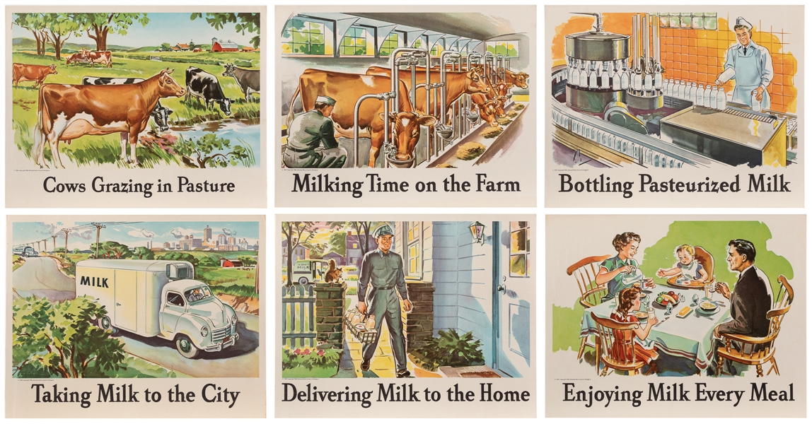  American Milk Producers 1957 Advertising Poster Set. Unsign...