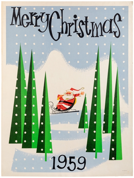  Merry Christmas. 1959. N.p. Color lithograph poster depicti...