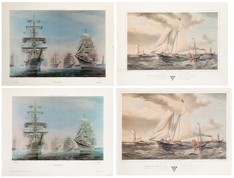  Four Sailing and Nautical Prints. V.p., 1970s. Group of fou...