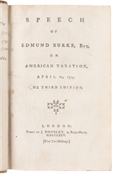  [AMERICANA]. BURKE, Edmund (1729-1797). Four Early Editions...