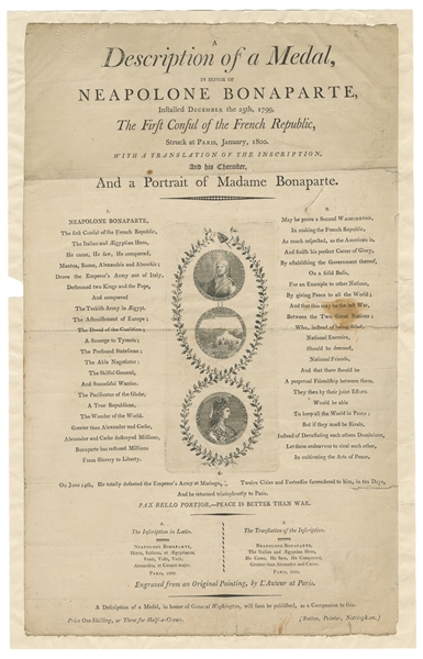  [BONAPARTE, Napoleon (1769-1821), subject]. Broadside: “A D...