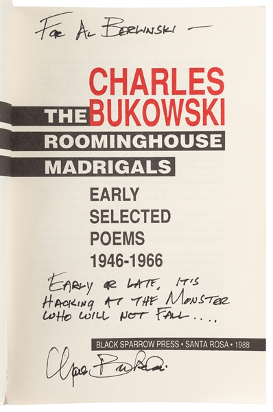  BUKOWSKI, Charles (1920-1994). The Roominghouse Madrigals. ...