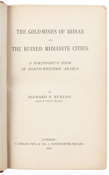  BURTON, Sir Richard Francis (1821-1890). The Gold-Mines of ...