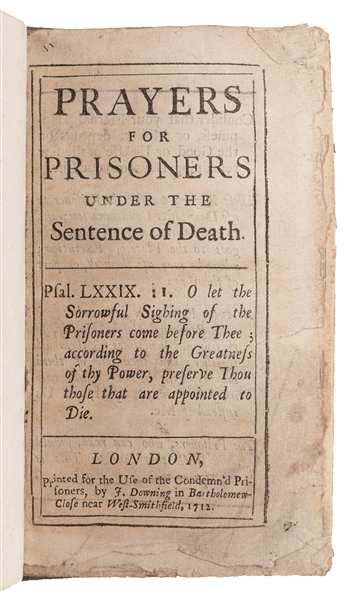  [CAPITAL PUNISHMENT]. Prayers for Prisoners Under the Sente...