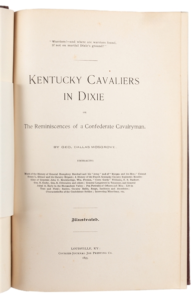  [CIVIL WAR]. MOSGROVE, George D. (1847-1907). Kentucky Cava...