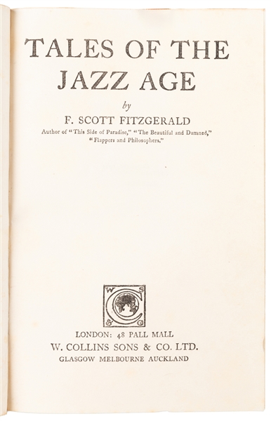  FITZGERALD, F. Scott (1896-1940). Tales of the Jazz Age. Lo...