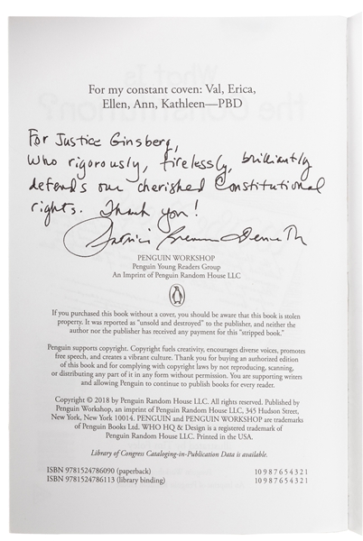  [GINSBURG, Ruth Bader (1933-2020), her copy]. DEMUTH, Patri...