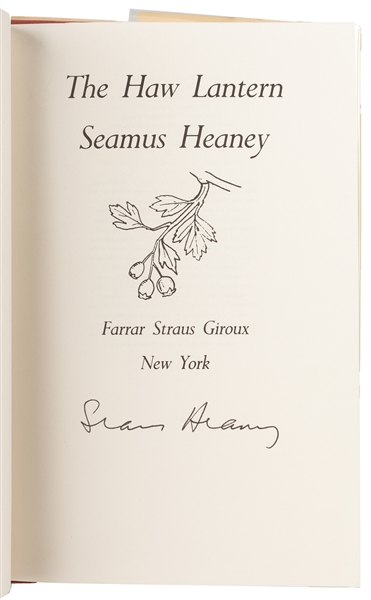  HEANEY, Seamus (1939-2013). The Haw Lantern. New York: Farr...