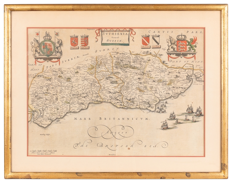  [MAP]. [BLAEU, Johannes (1596-1673)]. Suthsexia; Vernacule ...