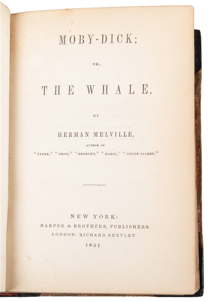  MELVILLE, Herman (1819-1891). Moby-Dick; or, The Whale. New...