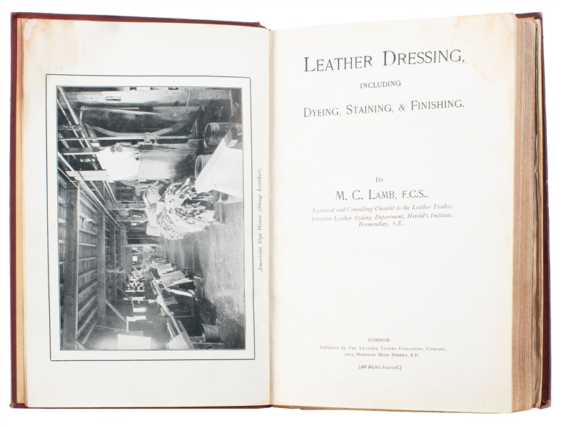  [SAMPLE BOOK]. LAMB, M. C. Leather Dressing Including Dyein...