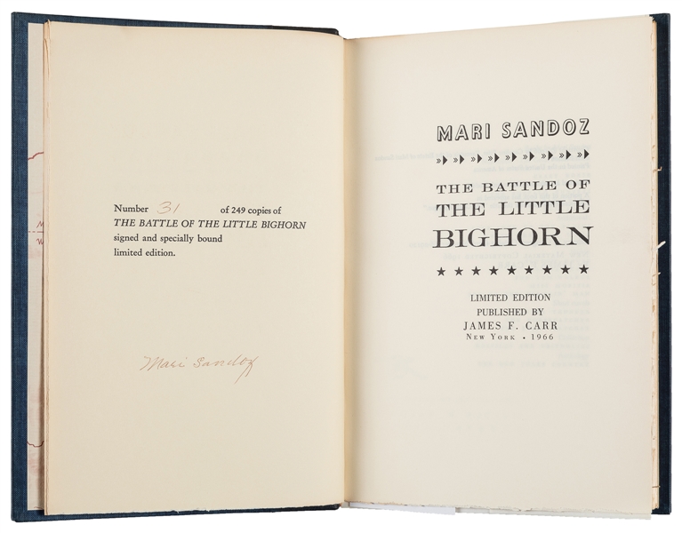  SANDOZ, Mari (1896-1966). The Battle of Little Bighorn. Lim...