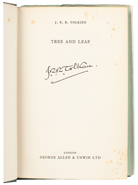  TOLKIEN, J. R. R. (1892-1973). Tree and Leaf. London: Georg...