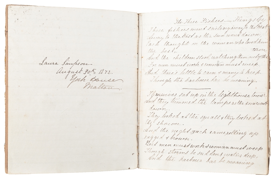  [COMMONPLACE BOOK]. SIMPSON, Laura. Malton, North Yorkshire...