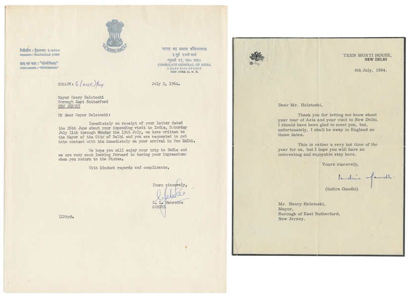  [INDIA]. GANDHI, Indira (1917-1984), MEHRETRA, Lakhan Lal (...