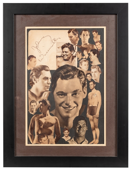  [TARZAN]. WEISMULLER, Johnny (1904-1984). Signed Collage. [...