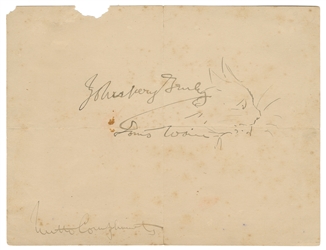  WAIN, Louis (1860-1939). Signed Ink Drawing of a Cat. [Engl...