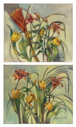  MALSCHICK, Debra (American). Yellow Tulips, Orange Lilies &...