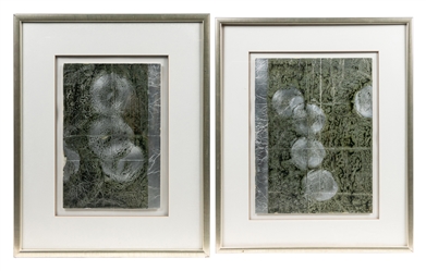  [PRINTS]. ARTIST UNKNOWN. Two Untitled Works / Metallic Cir...