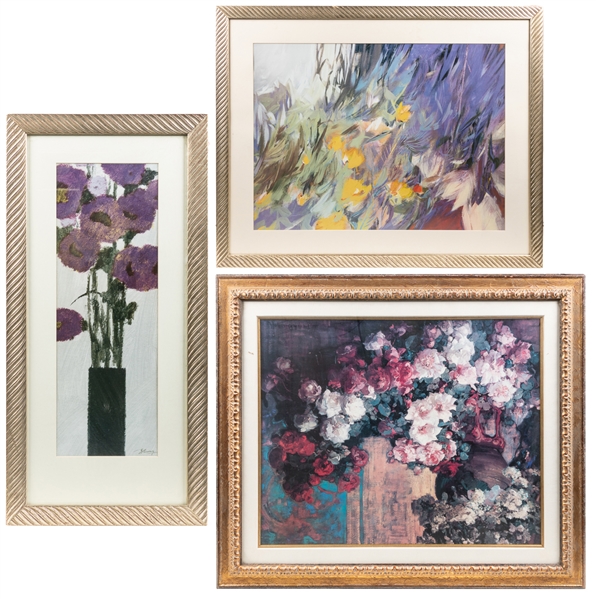  Three Works / Floral. Circa 1990s-2000s. Offset Lithographs...