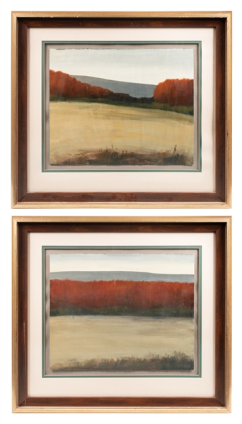   ARTIST UNKNOWN. Pair of Abstract Landscapes. Circa 1990s–2...