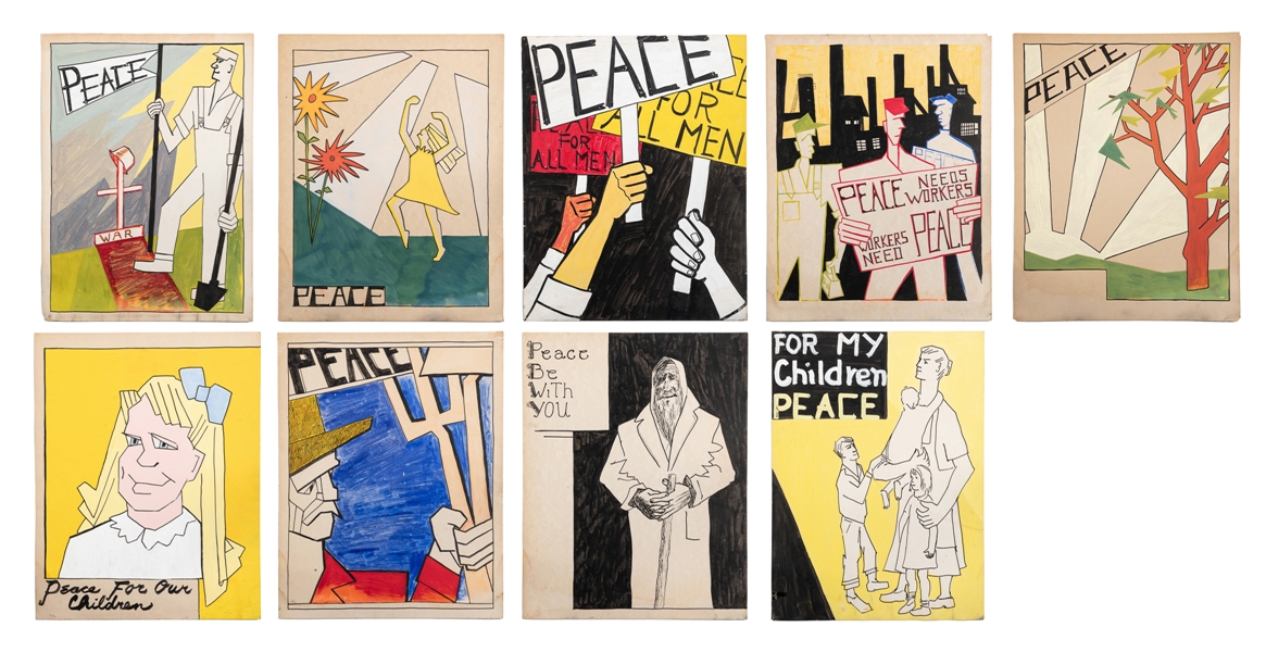 ARTIST UNKNOWN (American, 20th Century). Nine Homemade Peace and Protest Posters. 