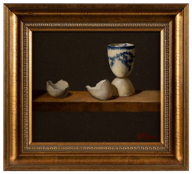  BEIRNE, Bert (American, b. 1939). Flow Blue Egg Cup and Egg...