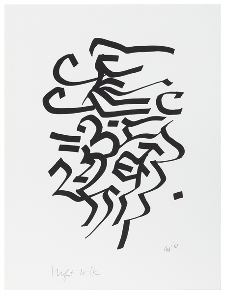  WILKE, Ulfert (German, 1907–1987). Calligraphy. 1969. Litho...