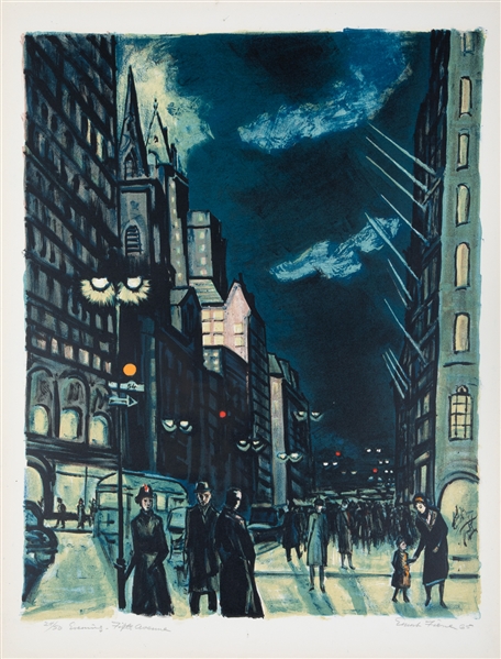  FIENE, Ernest (American, 1894–1965). Evening, Fifth Avenue....