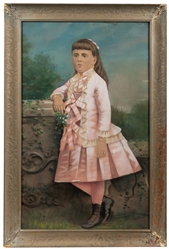 ARTIST UNKNOWN. Portrait of a Girl in a Pink Dres...