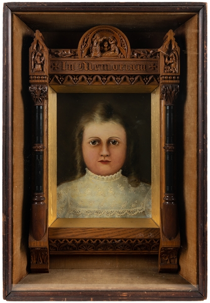  FOLK ART MOURNING PAINTING (American,19th/20th century). Me...