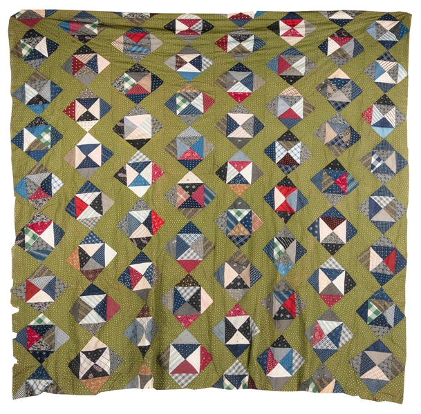  [FOLK ART QUILT]. Triangles in Squares Quilt Top. Not dated...