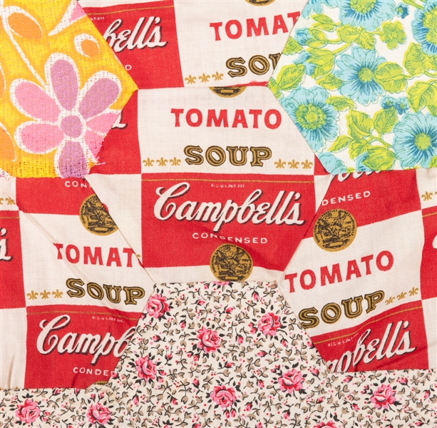  [FOLK ART QUILT]. Campbell’s Tomato Soup Quilt Top. Not dat...