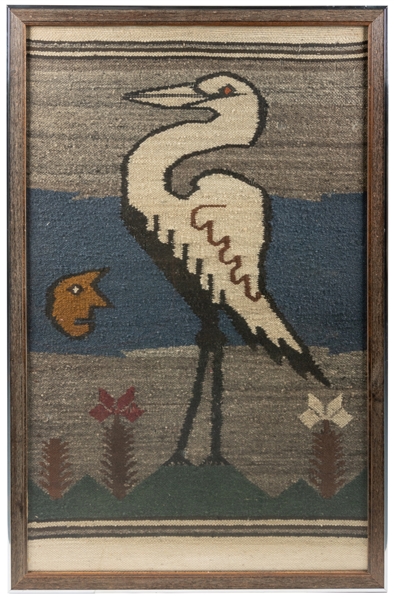  [TEXTILES]. ARTIST UNKNOWN. Handwoven Pictorial Tapestry Ru...