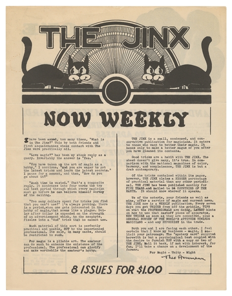  ANNEMANN, Ted (1907-1942). The Jinx Subscriber Renewal Post...