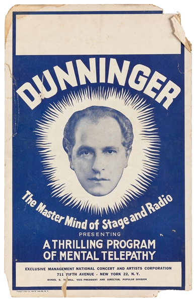  DUNNINGER, Joseph (1892 – 1975). Group of posters and books...