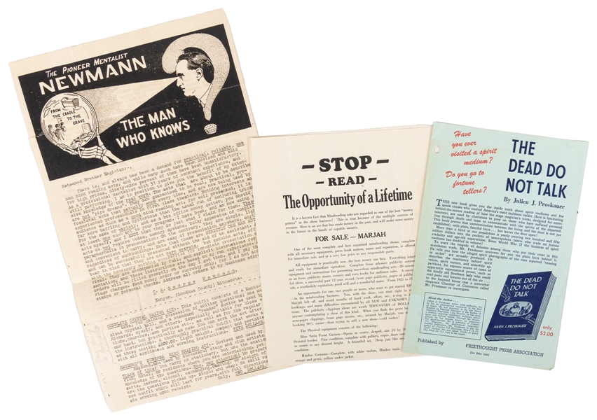  [MIND-READERS]. Collection of ephemera on various mind-read...