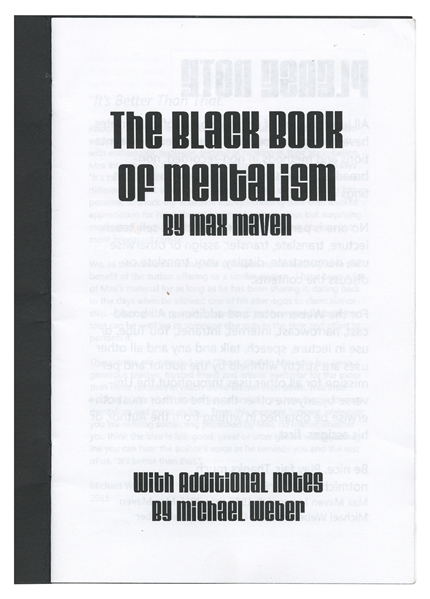  MAVEN, Max (1950 – 2022). The Black Book of Mentalism. [Los...