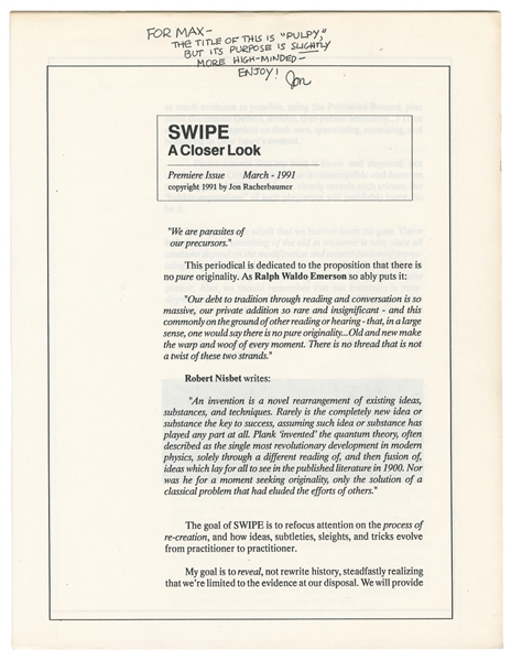  Swipe. Jon Racherbaumer. N# (Mar. 1991) – N7 (Dec. 1992). Q...