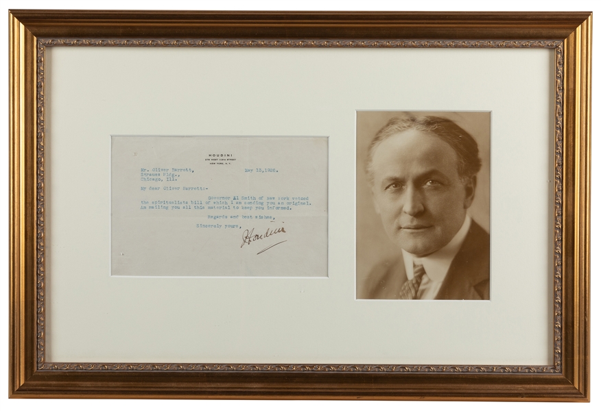  HOUDINI, Harry (Erik Weisz, 1874 – 1926). Houdini TLS Regar...