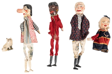  Punch and Judy Puppet Set. Circa 1900s. Nine figures, each ...