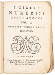  ALBERTI, Giuseppe Antonio (1712-1768). I Giochi Numerici Fa...