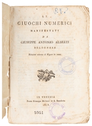  ALBERTI, Giuseppe Antonio (1712-1768). Il Giuochi Numerici ...