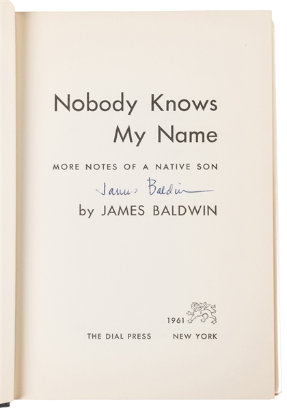  BALDWIN, James (1924-1987). Nobody Knows My Name. More Note...