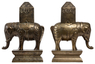  [BOOKENDS]. Pair of figural elephant brass bookends. Circa ...