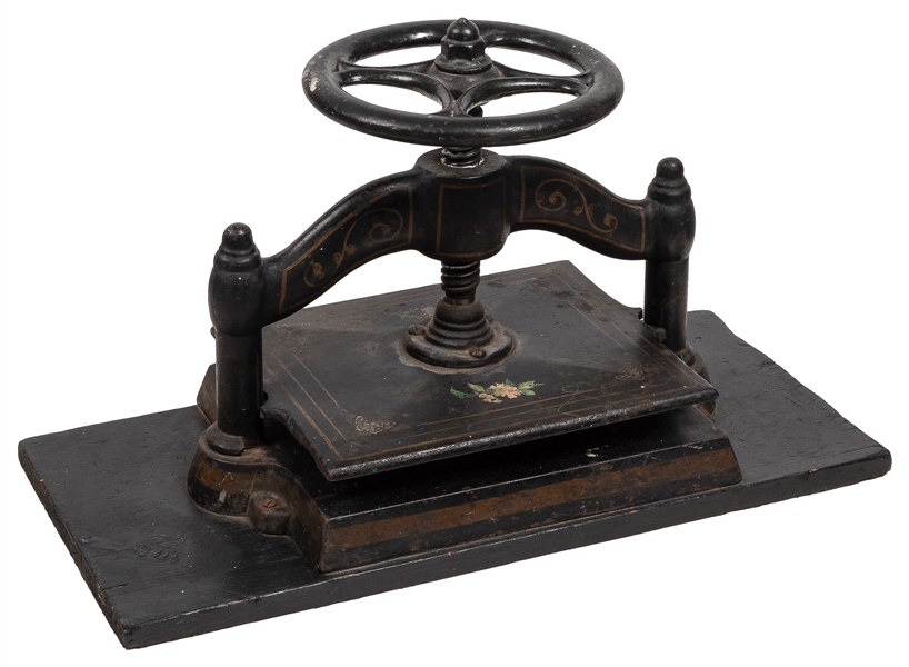  [BOOKPRESS]. Cast Iron Book Press. [Ca. 19th century]. Pain...