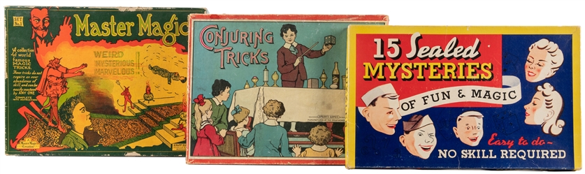 [MAGIC SETS]. Group of Three Toy Magic Sets. Including 15 S...