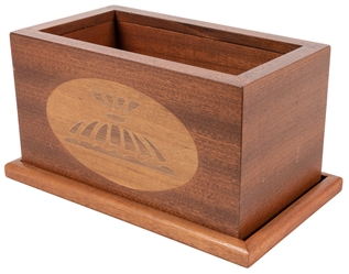 Handkerchief Box. Ca. 1970s. Handsome wooden box with abstr...