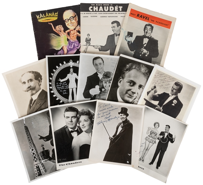 Lot of magician photos, programs, and ephemera, many signed...