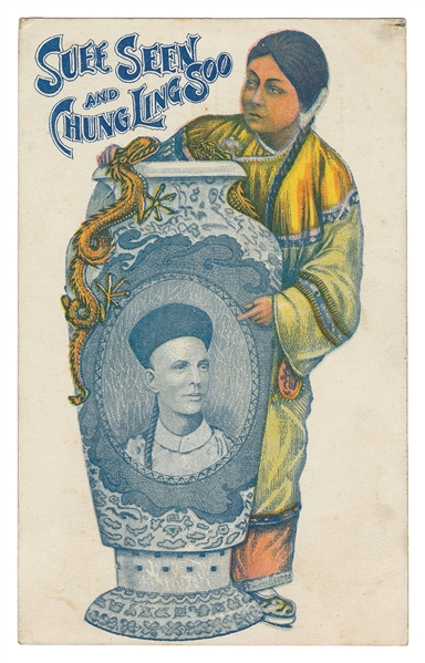 Suee Seen and Chung Ling Soo Postcard. 1900s. Color lithogr...